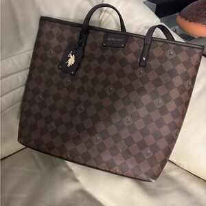 U.S. Polo Assn. Brown Checkered Bag